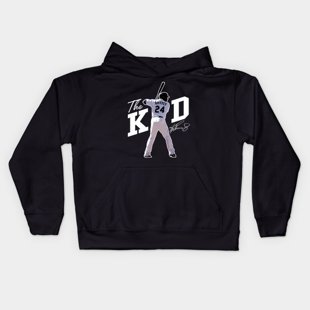 Ken Griffey Jr The Kid Basketball Legend Signature Vintage Retro 80s 90s Bootleg Rap Style Kids Hoodie by CarDE